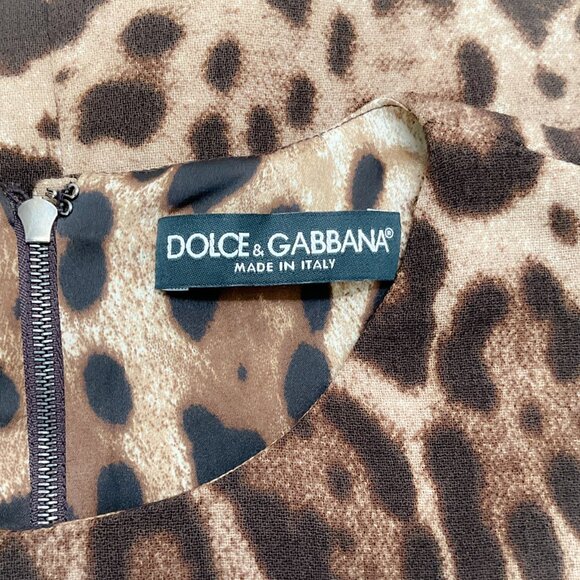 Dolce & Gabbana Brown / Tan Crepe Animal Print Shift Dress - Picture 4 of 4